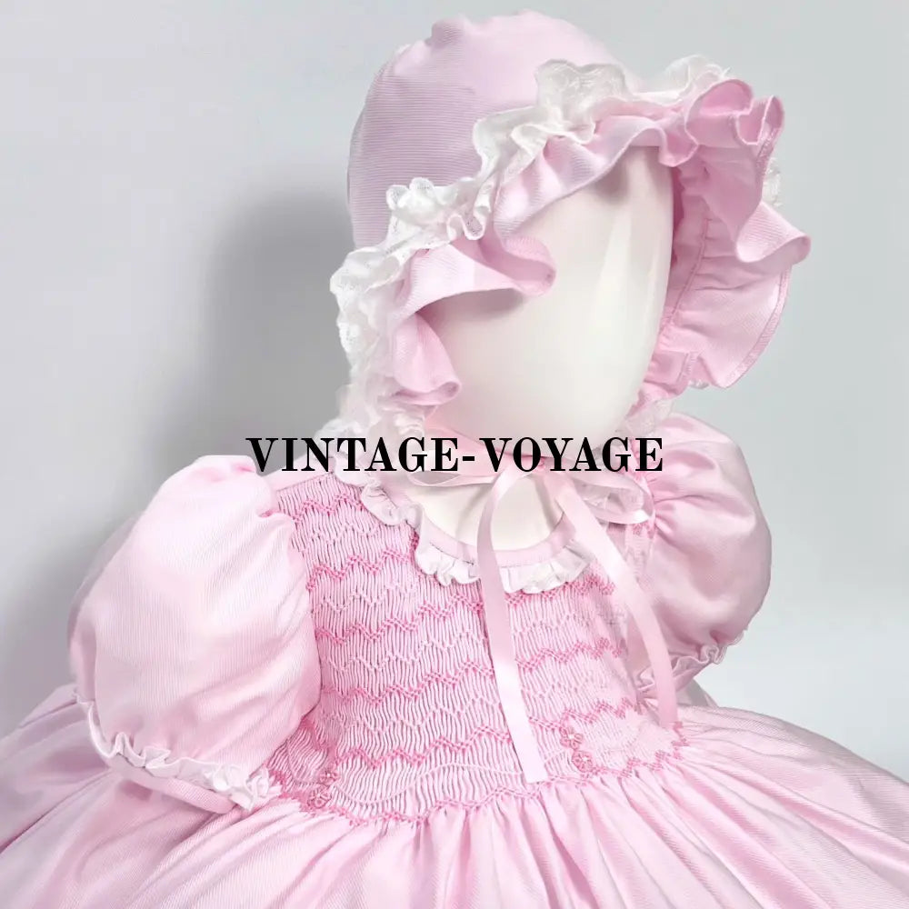 Pre-Order Now & Get It Next Week! Nancy Pink Hand-Smocked Dress Panties Bonnet Hair