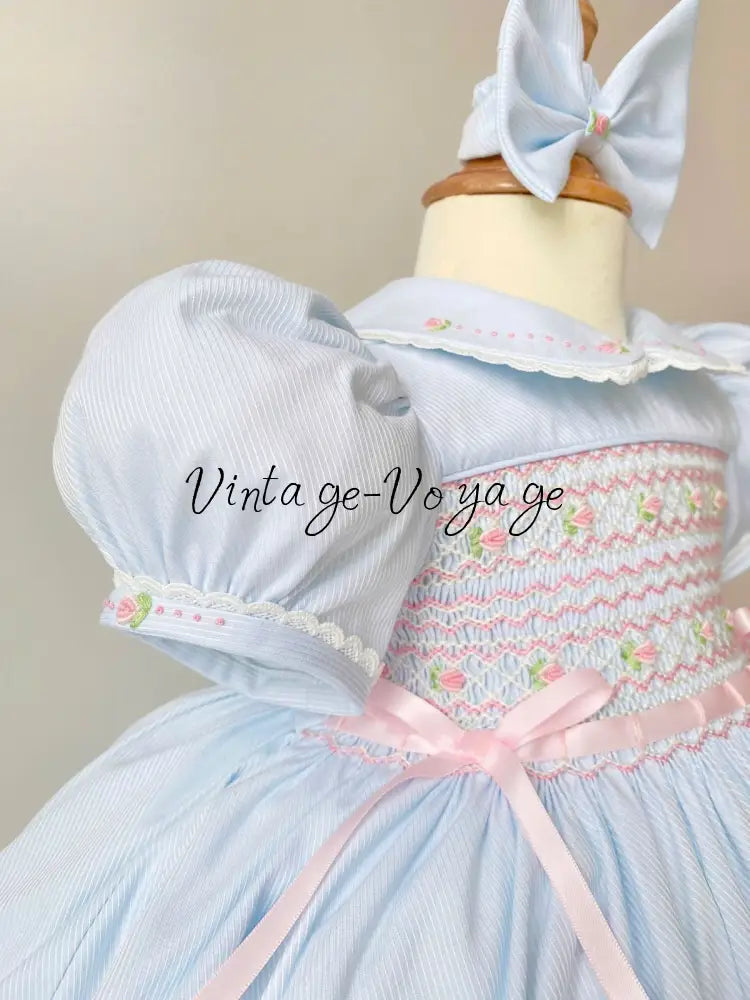 PRE-ORDER NOW & GET IT NEXT WEEK‼️NEW🤩DELPHINA BLUE🦋HAND-SMOCKED🪡🧵👑GIRLS OUTFIT🎀 - Baby & Toddler Dresses