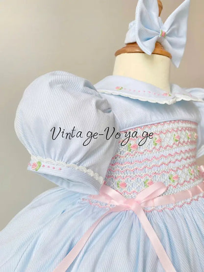 PRE-ORDER NOW & GET IT NEXT WEEK‼️NEW🤩DELPHINA BLUE🦋HAND-SMOCKED🪡🧵👑GIRLS OUTFIT🎀 - Baby & Toddler Dresses