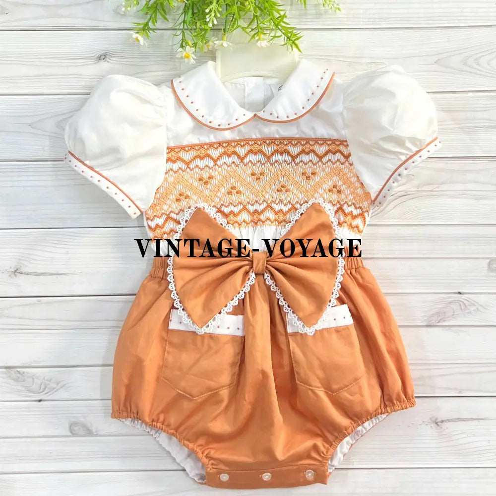 Pre-Order Now & Get It Next Week🤩🤩New Joy Gold/Amber🧡Baby Girls Hand-Smocked