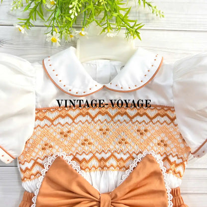 Pre-Order Now & Get It Next Week🤩🤩New Joy Gold/Amber🧡Baby Girls Hand-Smocked