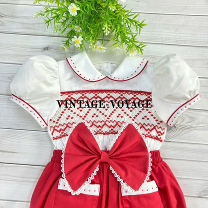 Pre-Order Now & Get It Next Week🤩🤩New Joy White/Red 🧡Baby Girls Hand-Smocked