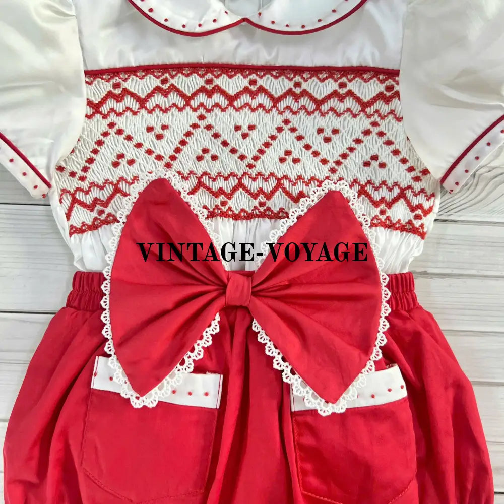 Pre-Order Now & Get It Next Week🤩🤩New Joy White/Red 🧡Baby Girls Hand-Smocked