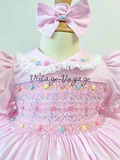PRE-ORDER NOW & GET IT NEXT WEEK! NEW! LUNA PASTEL PINK HAND-SMOCKED DRESS PANTIES BIB & HAIR ACCESSORIES - Baby &