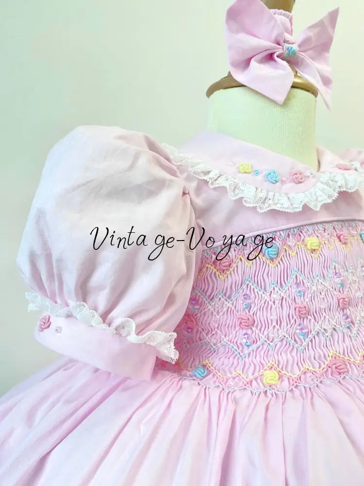 PRE-ORDER NOW & GET IT NEXT WEEK! NEW! LUNA PASTEL PINK HAND-SMOCKED DRESS PANTIES BIB & HAIR ACCESSORIES - Baby &