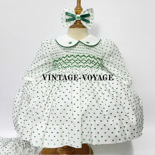 Pre-Order Now & Get It Next Week🧚Patricia Green Swiss Dot Hand-Smocked Dress Accessories