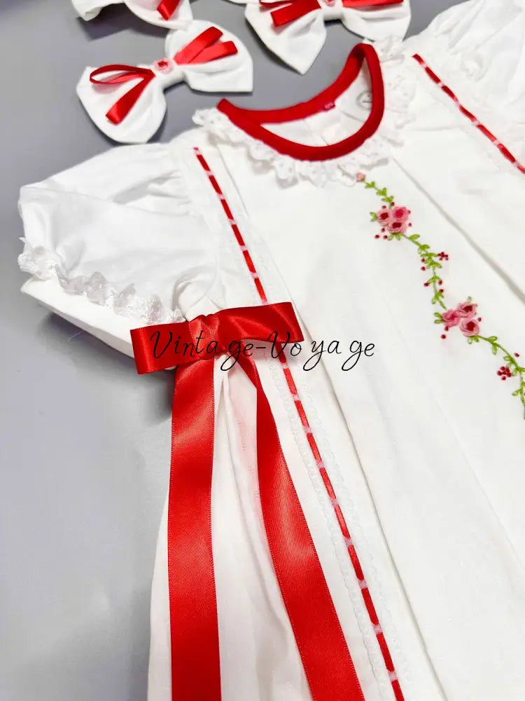 PRE-ORDER NOW & GET NEXT WEEK! NEW! ALINA ECRU FOUR-PIECE HAND-EMBROIDERED BABY OUTFIT Baby & Toddler Outfits