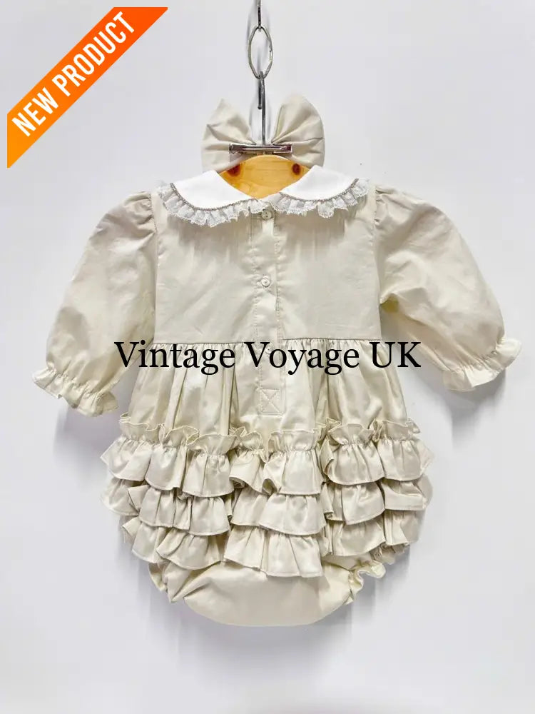 PRE-ORDER NOW & GET NEXT WEEK🤩NEW😍BECKY CREAM🍦HAND-SMOCKED🧵🪡ROMPER/SUIT🎀 Baby & Toddler Outfits