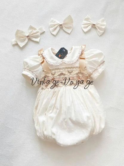 PRE-ORDER NOW & GET NEXT WEEK‼️NEW🥰CREAM🧁BELLA SWISS DOT HAND-SMOCKED🧵🪡BABY BUBBLE & ACCESSORIES🎀👼 - Baby & Toddler