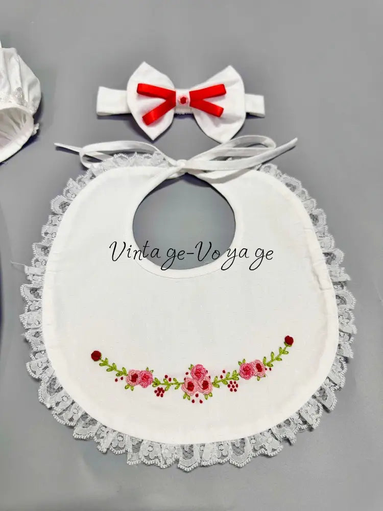 PRE-ORDER NOW & GET NEXT WEEK! NEW! LINA ECRU HAND-EMBROIDERED BABYSUIT BIB BONNET AND HEADBAND Baby & Toddler Outfits
