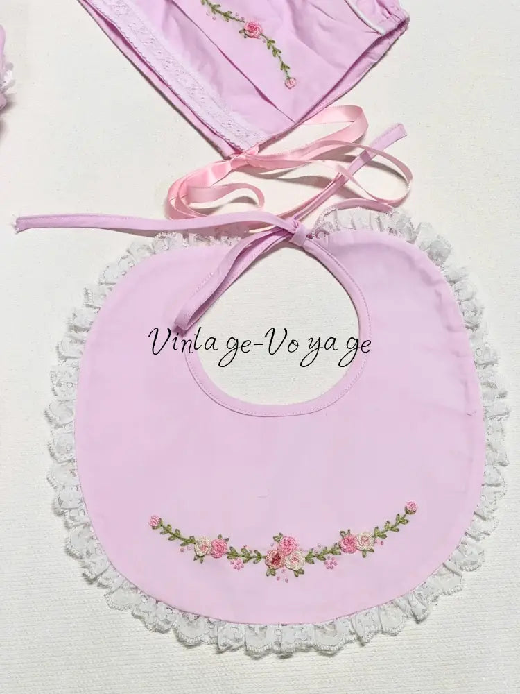 PRE-ORDER NOW & GET NEXT WEEK❤️NEW👼LINA PINK🧚HAND-EMBROIDERED🧵🪡BABYSUIT BIB BONNET AND HEADBAND🎀 Baby & Toddler Outfits