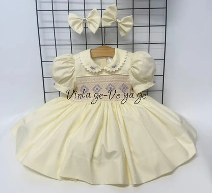 PRE-ORDER NOW & GET NEXT WEEK! NEW! MOLLY CREAM & LILAC HAND-SMOCKED DRESSS PANTIES (6M-24M) & BOWS 12M Baby & Toddler