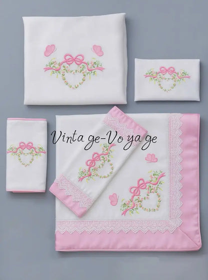 PRE-ORDER NOW! NEW! HAND-CRAFTED PREMIUM SILK/SATIN BABY 5-piece BEDDING SET pyjama set