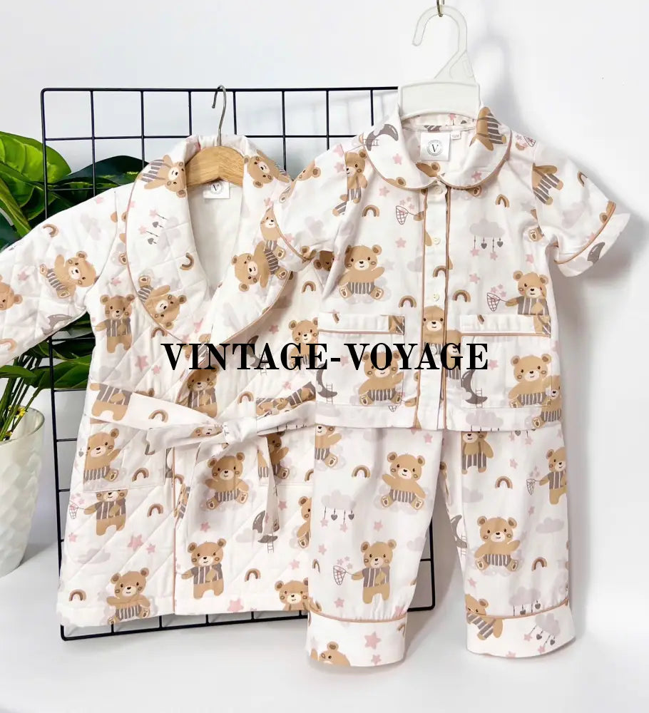 PRE-ORDER! TED IVORY QUILTED GOWN & PYJAMA SET 3M pyjama set