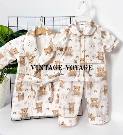 PRE-ORDER! TED IVORY QUILTED GOWN & PYJAMA SET 3M pyjama set
