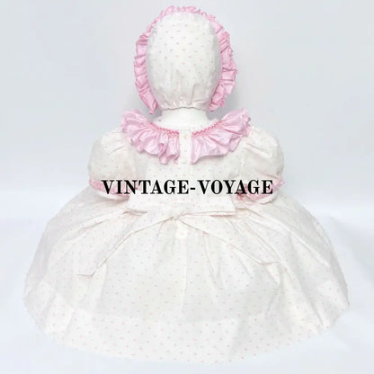 PRE-ORDER! VERONICA 💖 WHITE & PINK HAND-SMOCKED🧵🪡DRESS BONNET PANTIES & HAIR BOWS OR HEADBAND🎀 Baby & Toddler Outfits