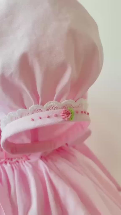 PRE-ORDER & GET IT NEXT WEEK‼️NEW😍DELPHINA PINK🌸HAND-SMOCKED🧵🪡👑DRESS, PANTIES & HAIR ACCESSORIES🎀
