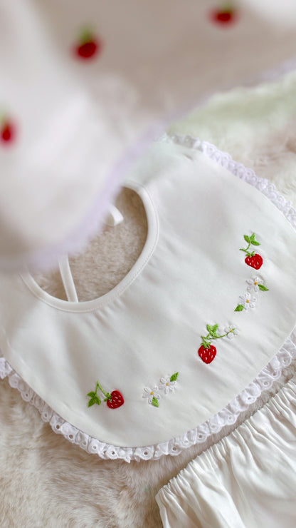 NEW🤩ANGEL👼WHITE HAND-EMBROIDERED🧵🪡BABY DRESS,BIB,BLOOMERS,HEADBAND SET🍓🍓🍓