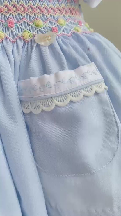 PRE-ORDER! NEW SEASON🍁ISABELLA BABY BLUE❄️HAND-SMOCKED🧵🪡👑DRESS & ACCESSORIES🎀