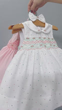 Load and play video in Gallery viewer, NEW SEASON! &quot;AUDREY&quot; POLKA  Hand-Smocked Sleeveless Dress &amp; Bows
