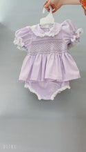 Load and play video in Gallery viewer, &quot;LULU&quot; Cream Hand-Smocked Dress, Panties &amp; Hair Accessories TWO LEFT
