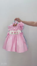 Load and play video in Gallery viewer, NEW SEASON &quot;ANEMONE&quot; Pink Hand-Smocked Dress &amp; Hair Accessories
