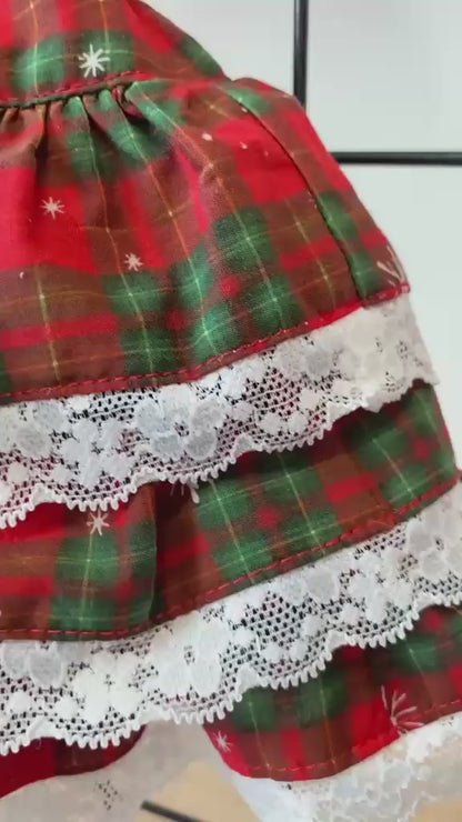 NEW SEASON🎄DECEMBER BABY GIRLS TARTAN🥰HAND-SMOCKED 🧵🪡👑SKIRT SET🎀