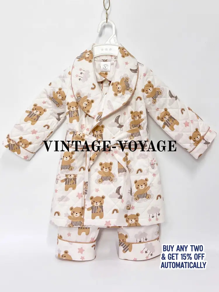 PRE-ORDER! TED IVORY QUILTED GOWN & PYJAMA SET pyjama set